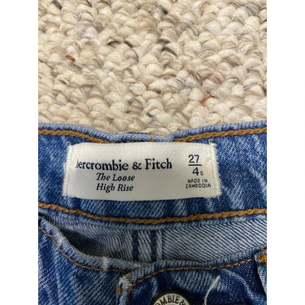 NWT Abercrombie & Fitch The Loose High Rise Wide Leg Jeans Medium Wash Size 27/4 - Picture 8 of 10